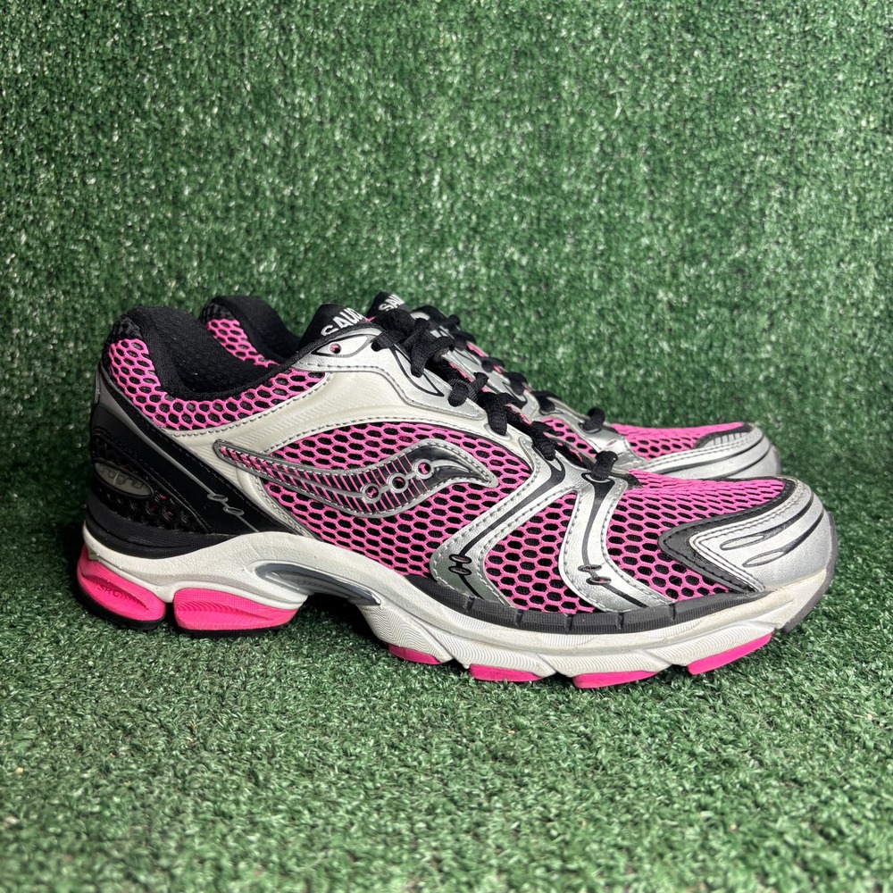 Saucony ProGrid Triumph 4 Arch-Lock Mesh Y2K Running Shoes Pink Silver Womens 10